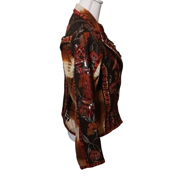 Vintage Sandy Starkman Art to Wear Embellished Mixed Media Blazer Jacket Size M - Picture 10 of 16